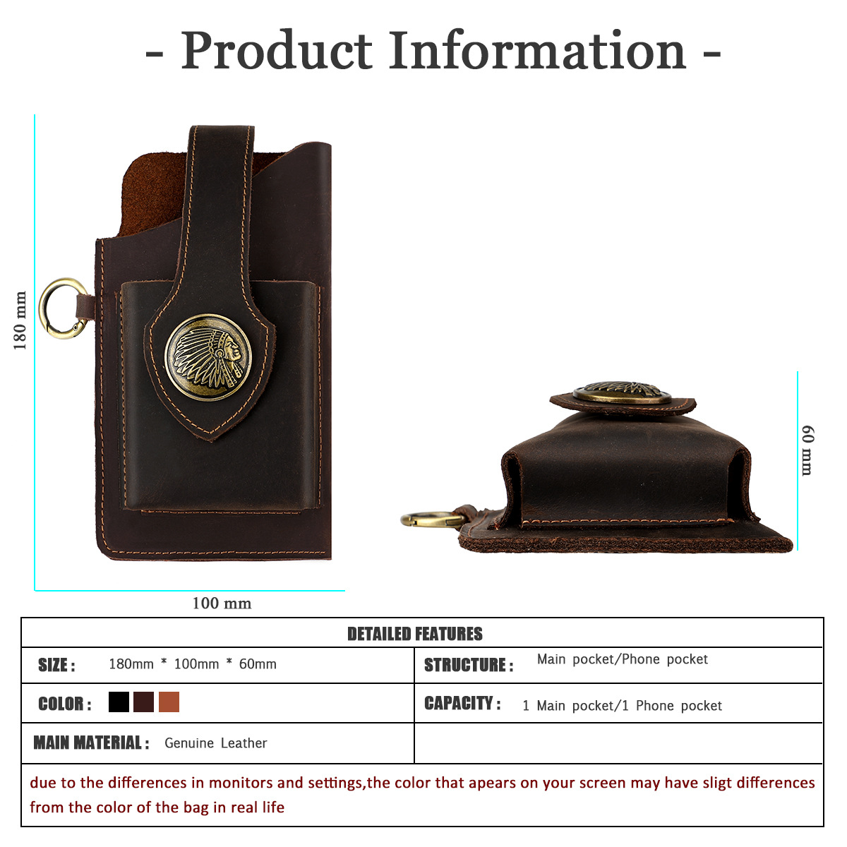 Men Leather Belt Loop Phone Po - огляд і ціна Edc Carry Bag For Men
